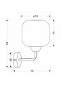 Campana wall light 1xE27 brown 18 cm - product dimensions