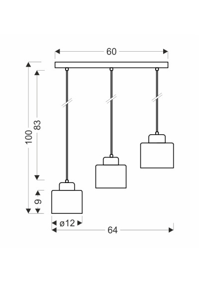 Lampa wisząca Alora 3xE27 biały 64 cm - wymiary produktu