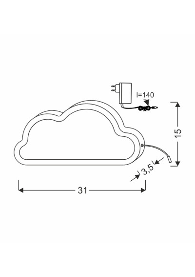 Lampa stołowa Cloud 11 W LED 3000 K niebieski 31 cm - wymiary produktu