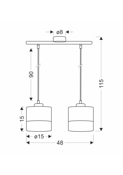 Porto pendant light black / drewniany 48 cm - product dimensions