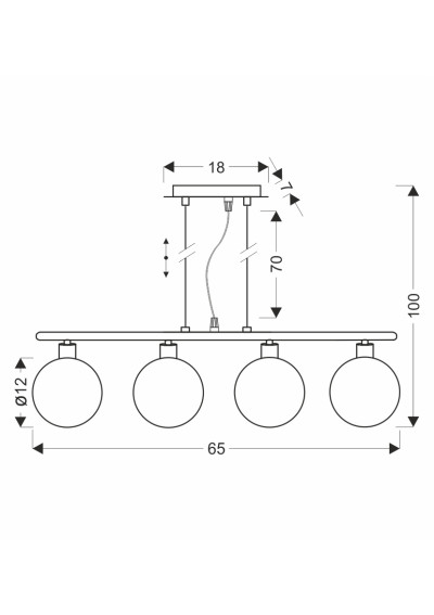 Lampa wisząca Somul 4xG9 chromowy 65 cm - wymiary produktu
