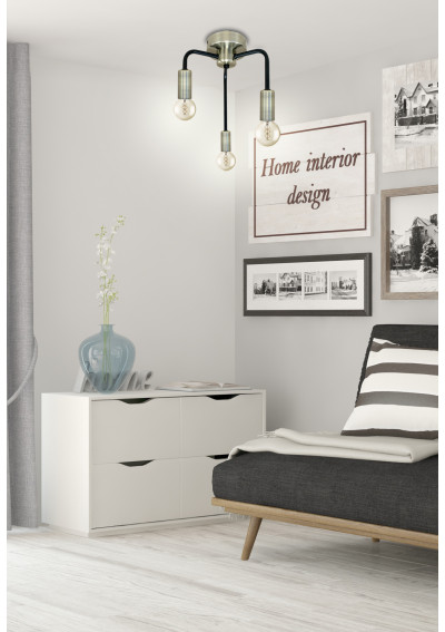 Lampa sufitowa Saga 3xE14 patynowy + matowy czarny 22 cm