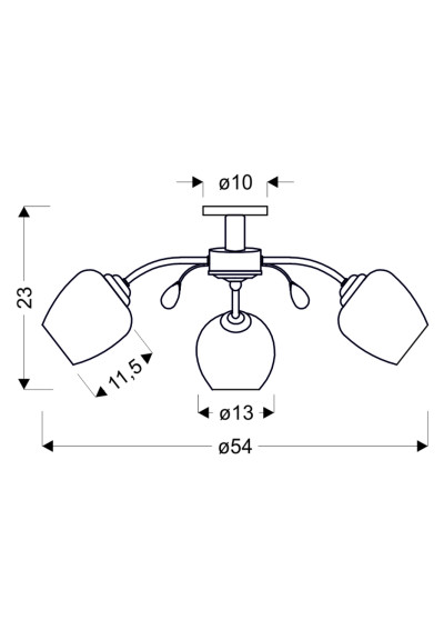 Lampa sufitowa Estar 3xE27 chromowy + biały 54 cm - wymiary produktu