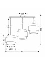 Lampa wisząca Hare 3xE27 chromowy, szary + srebrny 65 cm - wymiary produktu