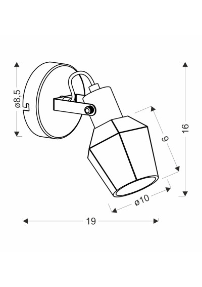 Lampa ścienna Randi czarny 19 cm - wymiary produktu
