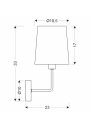 Pasteri wall light 1xE14 matt black, abażur beige 23 cm - product dimensions