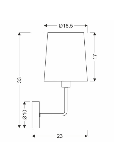 Lampa ścienna Pasteri 1xE14 czarny matowy, abażur beżowy 23 cm - wymiary produktu