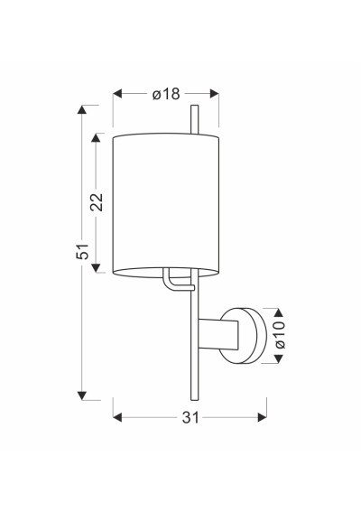 Lampa ścienna Bendi 1xE27 czarny + zielony 31 cm - wymiary produktu