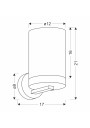 Lampa ścienna Wels E27 czarny + drewniany 17 cm - wymiary produktu