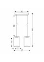 Wels pendant light 2xE27 black / drewniany 37 cm - product dimensions