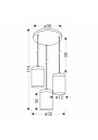 Wels pendant light 3xE27 black / drewniany 35 cm - product dimensions