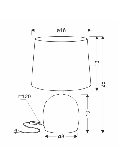 Adelina table lamp 1xE14 marmur / grey 16,5 cm - product dimensions
