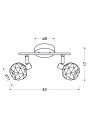Lampa sufitowa Acrobat 2xE14 czarny + miedziany 40 cm - wymiary produktu