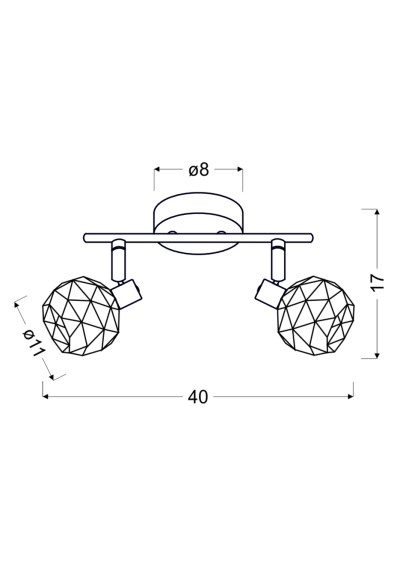 Acrobat ceiling light 2xE14 black / copper 40 cm - product dimensions