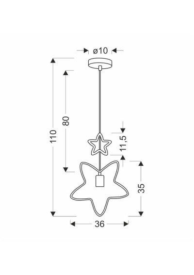 Lampa wisząca Single 20 W LED 3000 K 36 cm - wymiary produktu