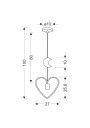Single pendant light 1xE27 pink/white 27 cm - product dimensions