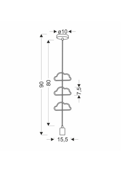 Single pendant light 1xE27 pink/blue/white 15,5 cm - product dimensions