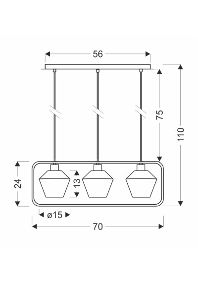 Lampa wisząca Niko 3xE27 70 cm - wymiary produktu