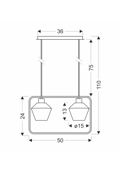 Lampa wisząca Niko 2xE27 50 cm - wymiary produktu