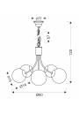 E14 pendant light 5xE14 60 cm - product dimensions