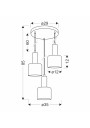 Isar pendant light 3xE27 black/bursztynowy 35 cm - product dimensions
