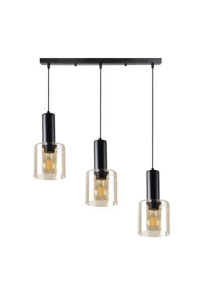 Isar pendant light 3xE27 black/bursztynowy 68 cm