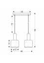 Isar pendant light 2xE27 black/bursztynowy 46 cm - product dimensions