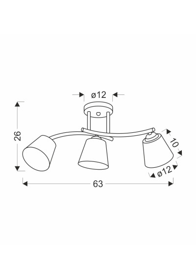 Greco ceiling light 3xE27 brunatny/gold 63 cm - product dimensions