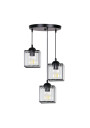 Glassia pendant light 3xE27 black, kryształki bezbarwne 35 cm