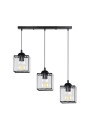 Glassia pendant light 3xE27 black, kryształki bezbarwne 66 cm