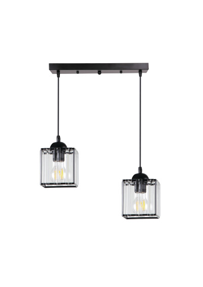Lampa wisząca Glassia 2xE27 czarny, kryształki bezbarwne 46 cm