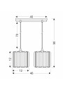 Lampa wisząca Glassia 2xE27 czarny, kryształki bezbarwne 46 cm - wymiary produktu