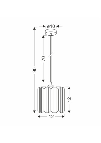 Glassia pendant light 1xE27 black, kryształki bezbarwne 12 cm - product dimensions