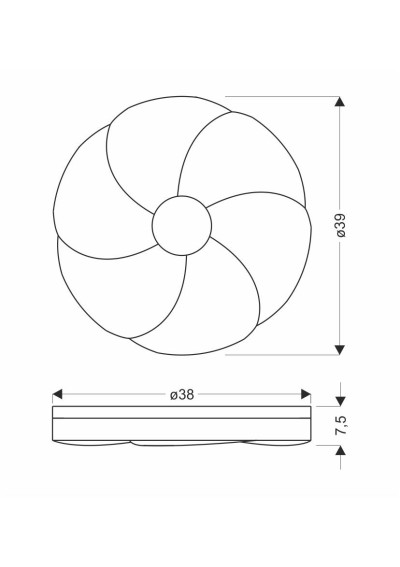 Plafon Fiorino 24 W LED 4000 K biały + drewniany 39 cm - wymiary produktu
