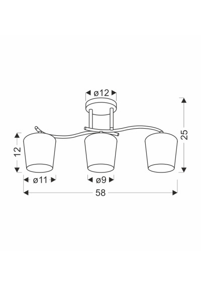 Lampa sufitowa Esnyr 3xE27 chromowy+biały+czarny 58 cm - wymiary produktu