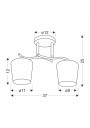 Lampa sufitowa Esnyr 2xE27 chromowy+czarny+biały 37 cm - wymiary produktu