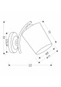 Lampa ścienna Esnyr 1xE27 chromowy+czarny+biały 22 cm - wymiary produktu