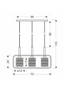Crown pendant light 3xE27 black / beige 70 cm - product dimensions