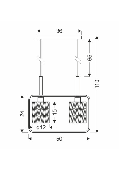 Lampa wisząca Crown 2xE27 czarny + beżowy 50 cm - wymiary produktu