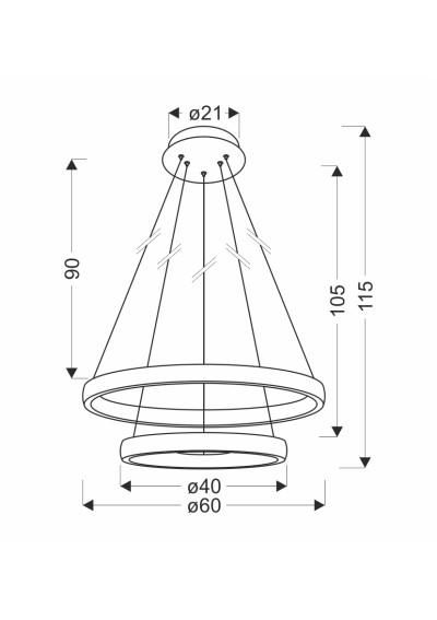 Lampa wisząca Hashim 4000 K złoty 60 cm - wymiary produktu