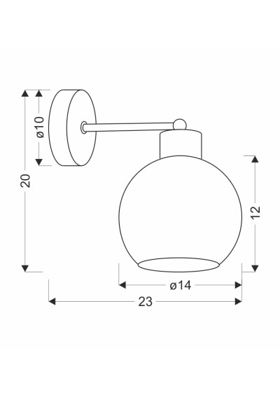 Lampa ścienna Amanda 1xE27 czarny + biały 23 cm - wymiary produktu