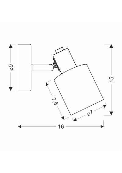 Lampa ścienna Agra 1xE14 czarny 16 cm - wymiary produktu