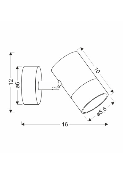 Lampa ścienna Tobi 1xGU10 czarny + złoty 16 cm - wymiary produktu