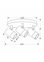 Tobi ceiling light 3xGU10 biało gold 32 cm - product dimensions