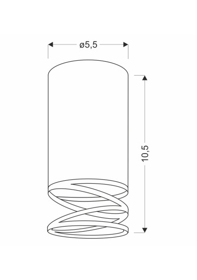 Lampa sufitowa Tuba 1xGU10 czarny 5,5 cm - wymiary produktu