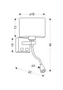 Polo wall light 40 W LED 3000 K white 18 cm - product dimensions