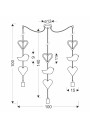 E27 pendant light 3xE27 black 100 cm - product dimensions