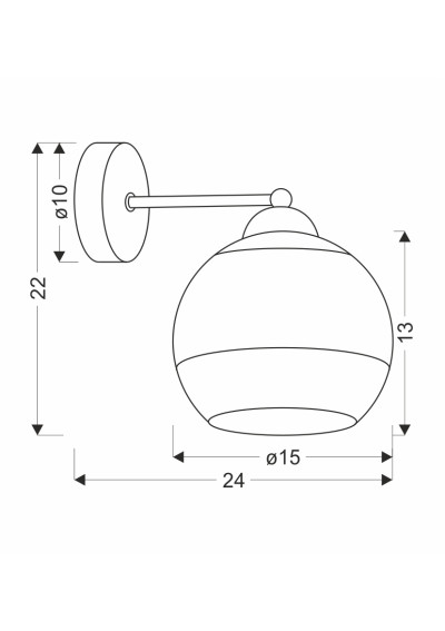 Contessa wall light 1xE27 czarno gold 24 cm - product dimensions