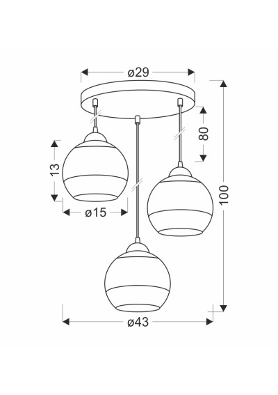 Contessa wall light E27 black 43 cm - product dimensions