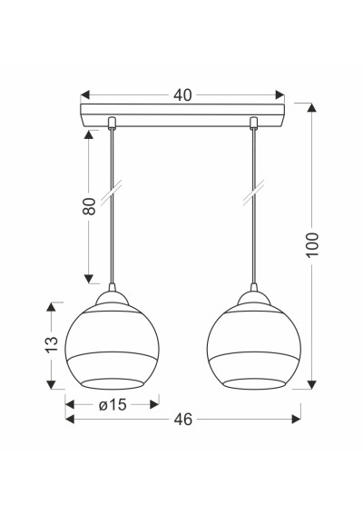Kinkiet Contessa 2xE27 czarno złoty 46 cm - wymiary produktu